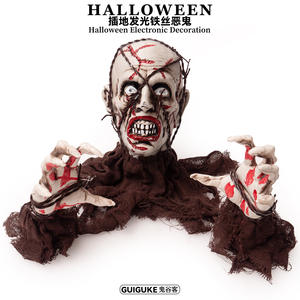 Zombie legato al filo di Halloween inserito nel cortile della stanza segreta decorazione di fantasmi all'aperto con luce notturna - Product Image 3