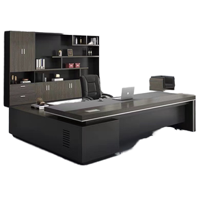 Modern Executive Office <b>Desk</b> With Storage Cabinet Contemporary Design <b>Solid</b> <b>Wood</b> Material - Product Image 1