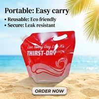 Bouteille de stockage de liquides en plastique recyclable résistant, avec poignée, pour fruits, eau, eau minérale, gravure, emballage liquide
