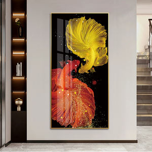 Decorazione Murale con Quadro <span class=keywords><strong>di</strong></span> Pesce Dorato Cinese, Opera d'Arte Naturale con Pesce Portafortuna, Dipinto Incorniciato su Vetro Temperato, Decorazione Moderna per Camera da Letto - Product Image 2