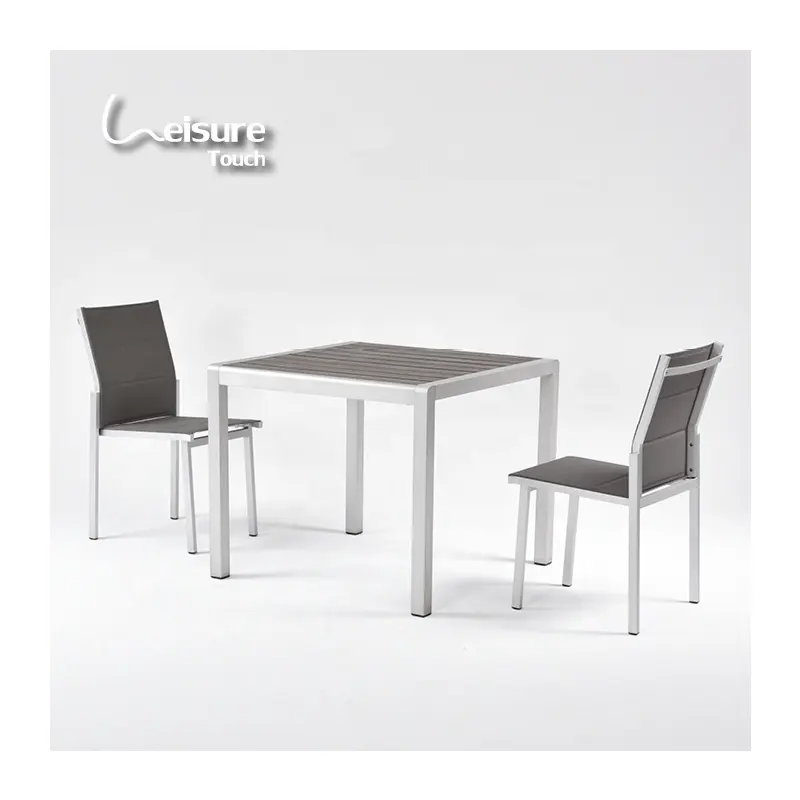 Party Furniture Weather-Resistant Aluminum Restaurant Furniture Tables With Plastic Wood Table Top