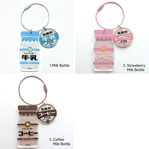 <b>Custom</b> Bag Charm Retro Drink Dairy Strawberry Coffee Acrylic Milk Bottle Frame <b>Keychain</b> In Bulk - Product Image 2