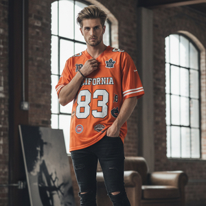ODM Custom Number Heavily Embroidery Team Logo Football Jersey 100%Polyester College <b>Party</b> Streetwear Soccer Sports <b>Shirt</b> Unisex - Product Image 4