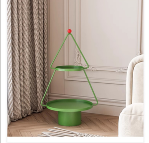 Modern Fashion Design <strong>Christmas</strong> <strong>Tree</strong> Shape 2 Tiers Green Storage Coffee <strong>Table</strong> Shelf Stand Living Room Furniture Home Office - Product Image 2