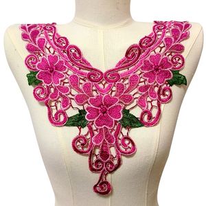 طوق دانتيل مطرز ملون, طوق دانتيل مجوف ، ملابس ، ياقة دانتيل على الصدر ، تصميم بلونين - Product Image 6