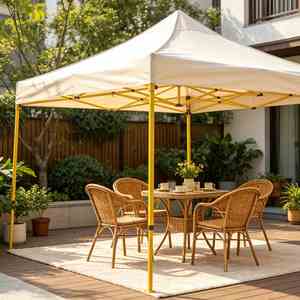 Carpa Plegable Personalizada de 3x3 m (10x10 pies) con Marco Amarillo, Drenaje y Protección Impermeable para Puestos de Servicio Voluntario Comunitario - Product Image 1