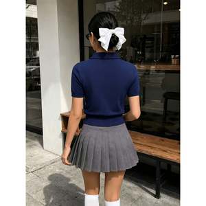 Suéter Polo Corto Argyle para Mujer, Tejido de Punto, Manga Corta, Colores Mixtos - Product Image 4