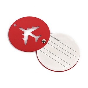 New Arrival Wholesale Round Aluminum Travel Luggage Tag Hollow Out Aircraft Design with Metallic Letter Pattern - Product Image 4