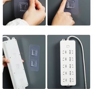 Double-Row Transparent Dual Prong Buckle Clear <b>Plastic</b> Wall Hanger Kitchen Bathroom Self Adhesive <b>Hooks</b> - Product Image 4