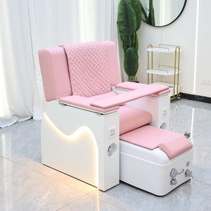 Sillón de Pedicura de Lujo en Cuero PU Rosa con Bañera para Pies y Luz LED para Salón de Uñas y Salón de Belleza - Product Image 4
