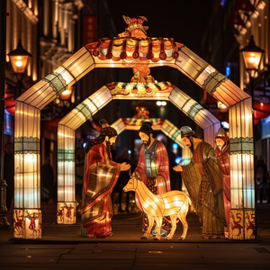 Escena de la Natividad con Iluminación - Decoración Navideña LED Majestuosa para Uso en Exteriores - Product Image 1