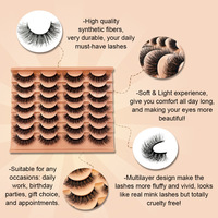 14 Pares de Pestañas Postizas con Efecto Desordenado y Voluminoso, Pestañas Rizadas y Gruesas Estilo Europeo y Americano, Pestañas de Maquillaje de Venta Caliente Transfronteriza