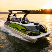 Bateau ponton en aluminium soudé de 22 pieds, série sport 12 personnes, double moteur hors-bord, max 250 CV, triple ponton, homologué CE, pour loisirs, station balnéaire, location