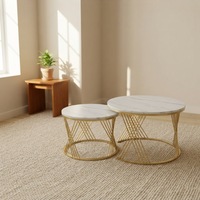 Ensemble de tables basses pour salon personnalisable, multicolores, style moderne minimaliste, avec structure en métal