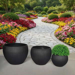 Pot de fleurs rond en fibre de verre pour patio et jardin, pour utilisation au sol à la maison, décoration intérieure, jardinières directes d'usine - Product Image 4
