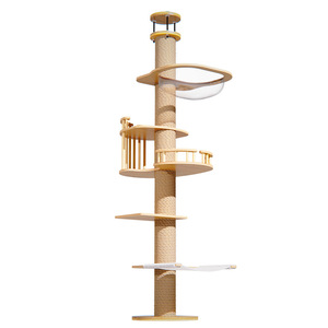 Moderna Torre para Gatos de Sisal Grande, Ecológica, Ahorra Espacio, con Poste Rascador, Casa para Gatos, de Piso a Techo, Multinivel, de Lujo, Personalizable - Product Image 1