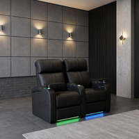 Canapé inclinable électrique intelligent moderne et extensible en cuir véritable, deux places, avec cadre en bois, mousse à mémoire de forme et pieds en métal pour home cinéma