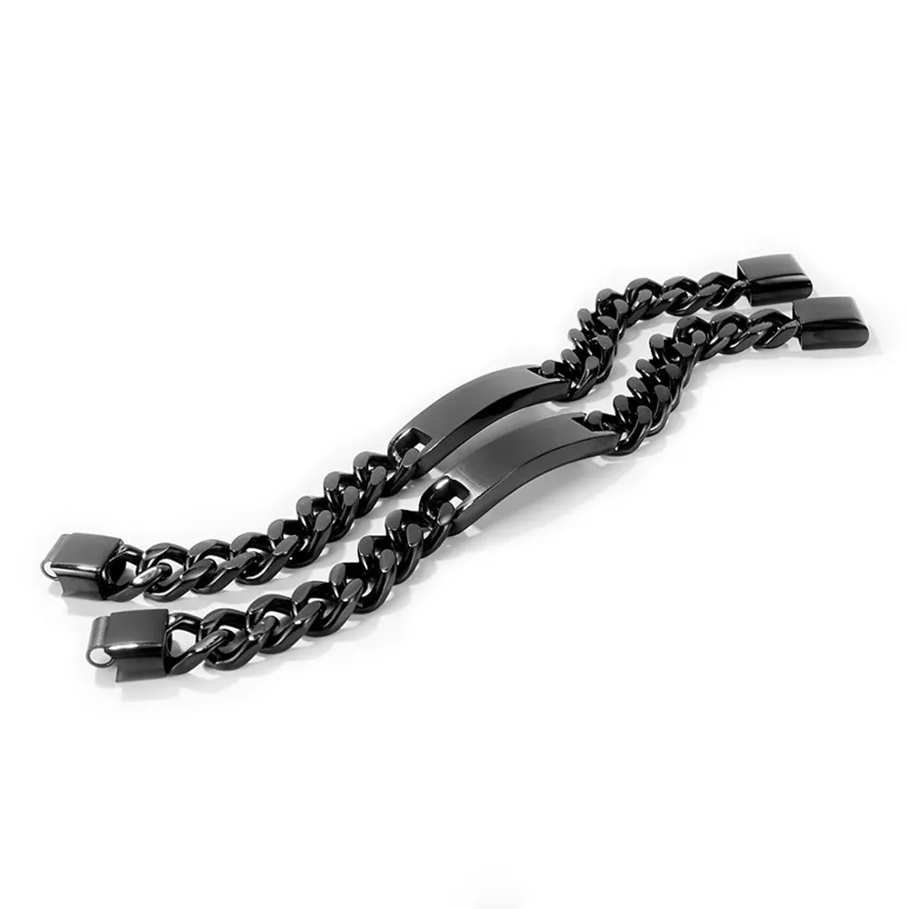 Cinturino in acciaio inossidabile con chiusura magnetica per uomo Logo personalizzato barra di testo bracciale a catena a maglia cubana larga 11mm per gioielli da uomo