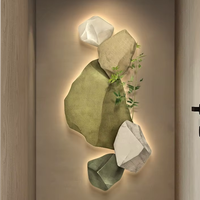 Peinture décorative murale sans cadre en grès style Wabi-Sabi, motif Pierre Porteuse de Bonne Fortune, abstraite haut de gamme, pour entrée, couloir et extrémité de couloir
