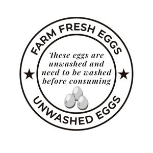 Etiquetas para cartones de huevos frescos de granja, pegatinas de advertencia para huevos sin lavar para mercados de agricultores, rollo adhesivo redondo de 2 pulgadas, diseño personalizado - Product Image 1