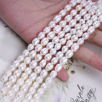 Perles naturelles en gros 6-7mm 6 pouces perles d'eau douce de riz blanc pour la fabrication de bijoux