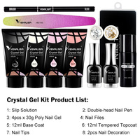 Kit de gel polyacrylique pour ongles français Venalisa 30g avec solution de démoulage, limes à ongles, embouts, pinceau à ongles et ensemble de décorations