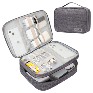Elettronica Travel Organizer accessori elettronici a doppio strato custodia per caricabatterie, telefono, auricolare - Product Image 1