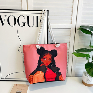 Bolsa de Mano de Lona con Estampado de Niña, de Gran Capacidad, Personalizada, para Regalo - Product Image 3