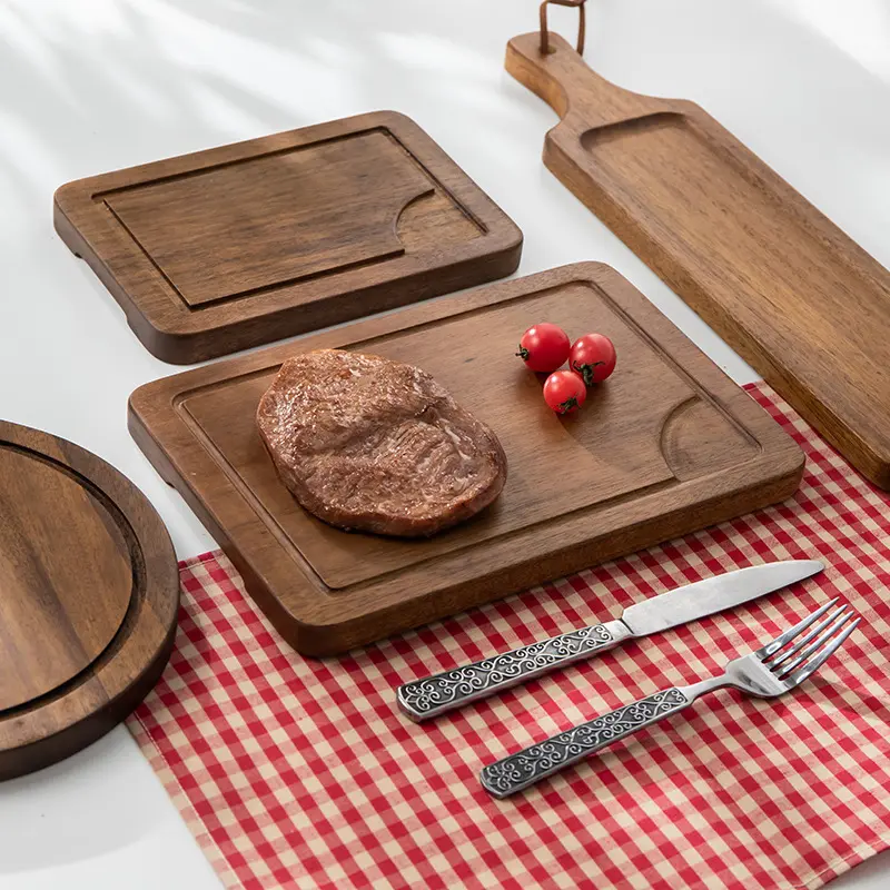 super market walmart hot sales wooden steak plates solid wood tray cutting board for food