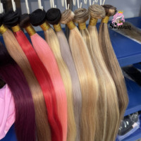 613 Extensions de cheveux humains blondes roux roux-grenat colorées, vente en gros, 100% sans produits chimiques, mèches brutes