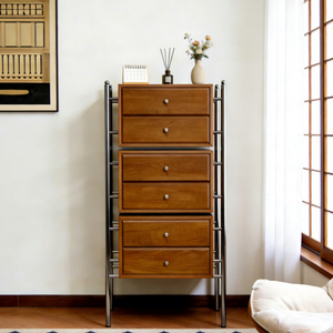 Mueble Auxiliar de Estilo Nórdico Moderno, de Madera, con Cajones Multicapa, Asas Metálicas, Montaje en Esquina, Multiusos - Product Image 2