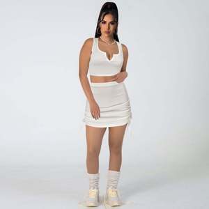 Ensemble jupe courte plissée à cordon de serrage sans manches avec logo personnalisé, jupe de sport pour vélo, jupe de jogging pour femmes, tenues 2 pièces 2023 - Product Image 3