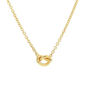 Gemnel womens best gift 925 sterling silver jewelry 14k gold tiny love knot pendant necklace