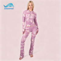 Ensemble de survêtement 2 pièces pour femme, rose, imprimé léopard, à haute élasticité, avec sweat à capuche à manches longues et pantalon évasé, pour l'automne, décontracté, pour l'extérieur et l'entraînement