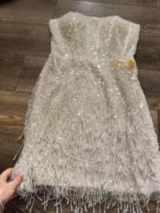 Vestido Mini sin Mangas <span class=keywords><strong>de</strong></span> Lujo con Lentejuelas, Cuentas <span class=keywords><strong>de</strong></span> Perlas y Borlas <span class=keywords><strong>de</strong></span> Diamantes <span class=keywords><strong>de</strong></span> Imitación <span class=keywords><strong>para</strong></span> Fiesta <span class=keywords><strong>de</strong></span> Cumpleaños o <span class=keywords><strong>Boda</strong></span> - Product Image 5