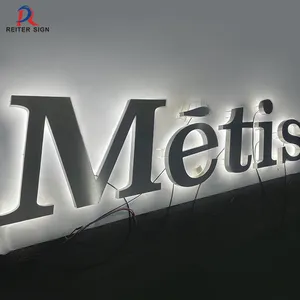 Özel yapılmış açık LED iş işareti arkadan aydınlatmalı Metal harfler 3D LED kanal aydınlatma akrilik reklam harfler işareti