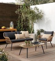 Ensemble de canapés de jardin de luxe postmoderne, écologique, durable, imperméable et résistant aux UV, mobilier moderne en éponge pour cour d'hôtel