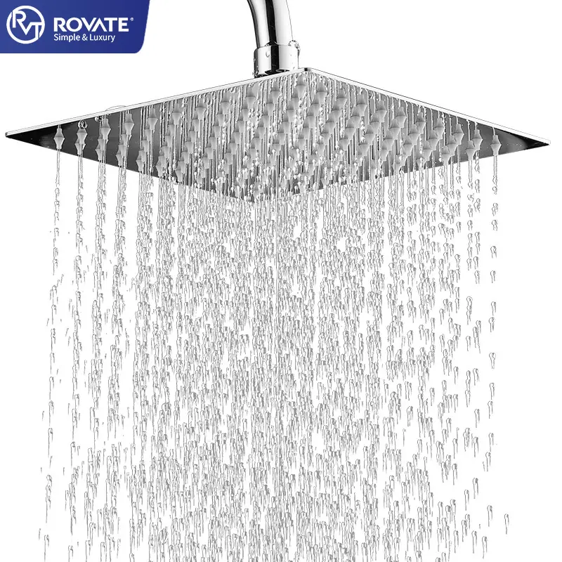 ROVATE Factory Outlet High Quality 304SS Stainless Steel Shower Head, Chrome Top Spray Shower Accessories Bathroom Luxury Hotel