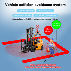 Buzzer universel de zone 10-80V Système radar anti-collision inversé pour chariot élévateur Avertissement de sécurité à sens unique - Product Image 2