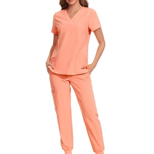 Scrubs for Women Set - <b>Stretch</b> V-Neck Scrub Top & Jogger <b>Pant</b> with 8 Pockets (V-Neck With <b>Cargo</b> <b>Pant</b>) Straight Leg Scrub <b>Pants</b> - Product Image 4