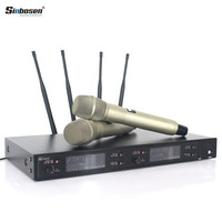 Micrófono inalámbrico profesional UHF de 2 canales, dinámico, de alta calidad y con verdadera diversidad.