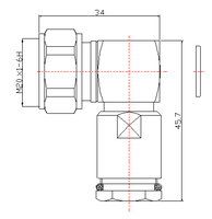 Factory L20 4.3/10 DIN Male Plug Macho 4.3-10 Right Angle 90 Degree Clamp Screw for WTR400 Rg8 Rg393 Coaxial Cable Connector