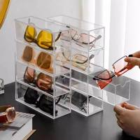 Boîte de présentation de lunettes en acrylique multicouche, support transparent pour lunettes de soleil, meuble de rangement pour lunettes de comptoir pour boutique d'optique