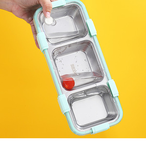 Lujosa fiambrera <span class=keywords><strong>rectangular</strong></span> de acero inoxidable para niños con contenedor de alimentos de 3 compartimentos - Product Image 5
