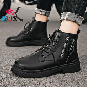 Botas de Hombre Retro Casuales con Parte Superior de PU, Suela de Goma Antideslizante, Cierre con Banda Elástica, Botines para Invierno, Otoño y Primavera - Product Image 1