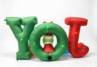 Décoration de jardin de Noël gonflable Grinch de 240 cm avec panneau JOY en forme de canne à sucre