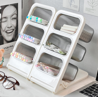Boîte de rangement de bureau à compartiments, porte-marqueurs, porte-stylos incliné, pour bureau et étudiants, multifonctionnel, grande capacité, papeterie en PET