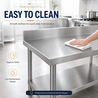 Meja Kerja Dapur Stainless Steel dengan Backsplash Belakang untuk Pesanan Grosir Salad Bar