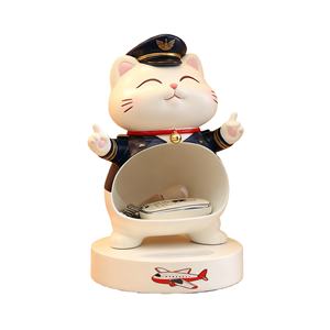 Statue de chat pilote d'avion - Figurine en résine personnalisée pour le rangement amusant, idéale pour le bureau et l'entrée, parfaite pour ranger les clés et les bibelots - Product Image 1