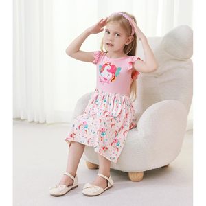 Vestido sin mangas personalizado para niñas pequeñas, estampado de unicornio rosa, corte en A, informal, tallas 2-5T - Product Image 3